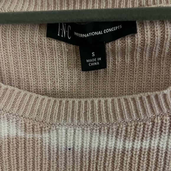 Inc international concepts tie dye sweater cream beige cropped striped ribbed s - Picture 2 of 5